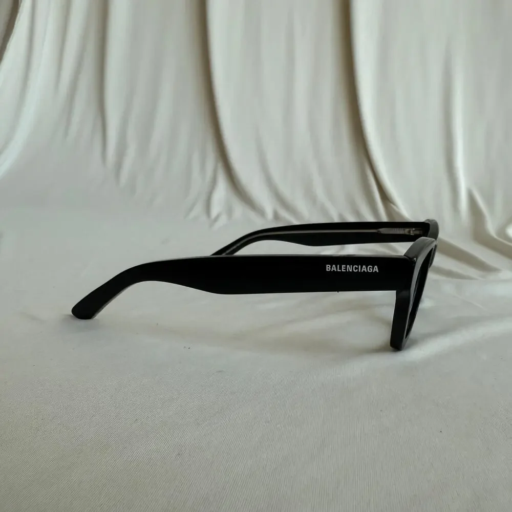 Balenciaga BB0242O Eyeglass Frames  - Shiny Dark Green Acetate, Logo Temples